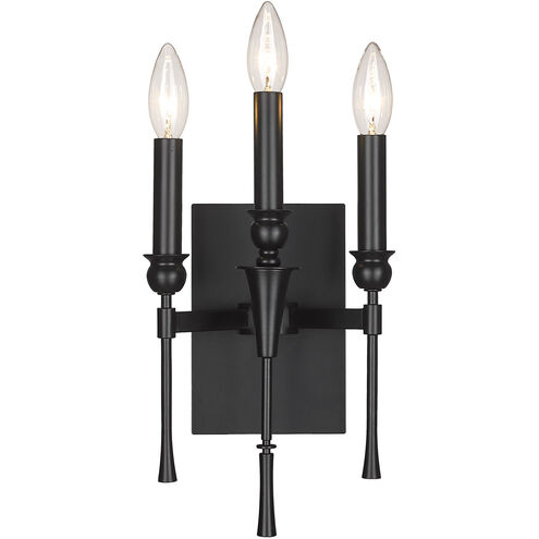 Landon 3 Light 8 inch Matte Black Wall Sconce Wall Light